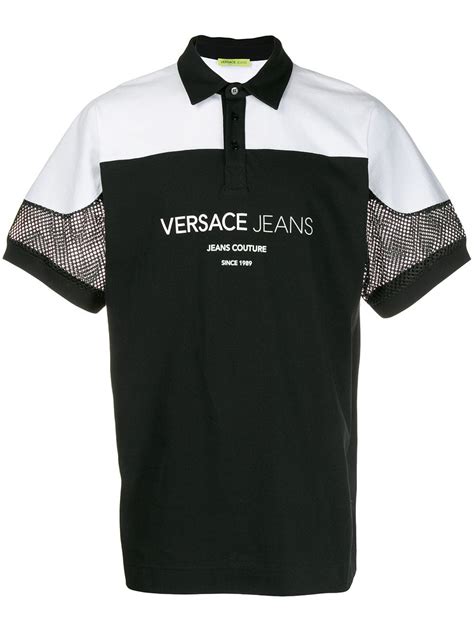 versace jeans contrast sleeve polo shirt black|versace jeans t shirt.